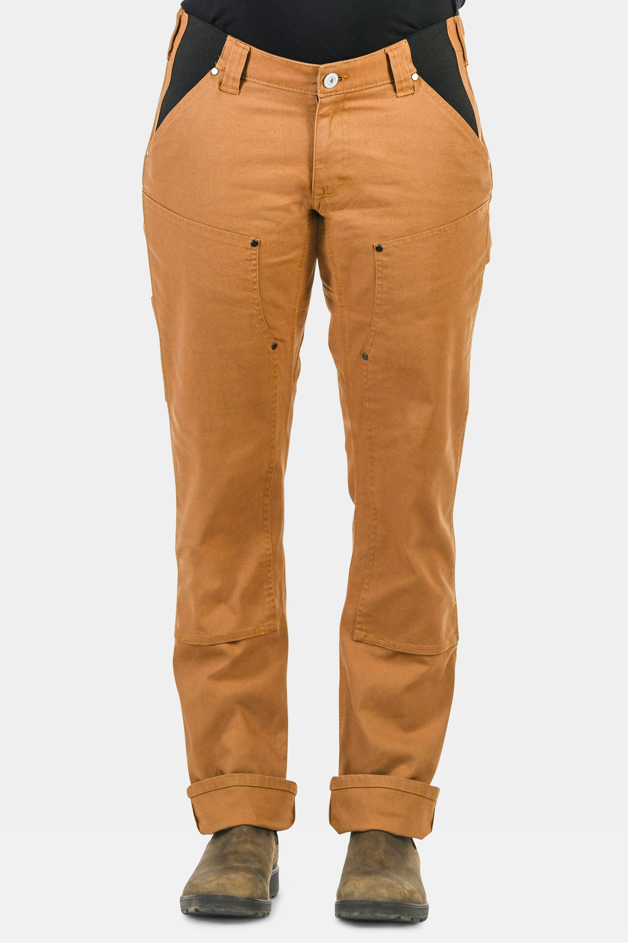Anna Maternity Work Pants in Saddle Brown Stretch Canvas - Image 4
