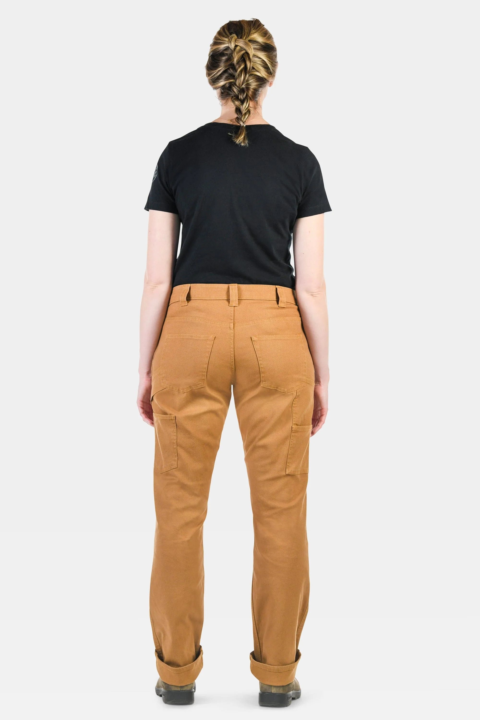 Anna Maternity Work Pants in Saddle Brown Stretch Canvas - Image 5