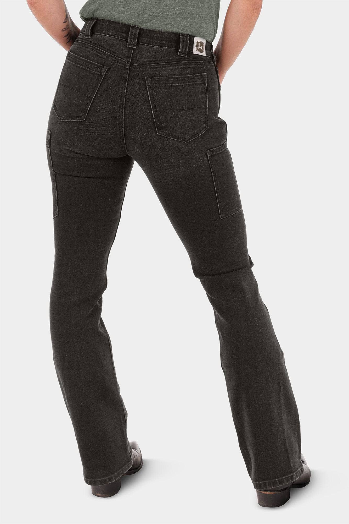 John Deere X Dovetail Workwear Into Town Bootcut Jean in Classic Black - Image 4