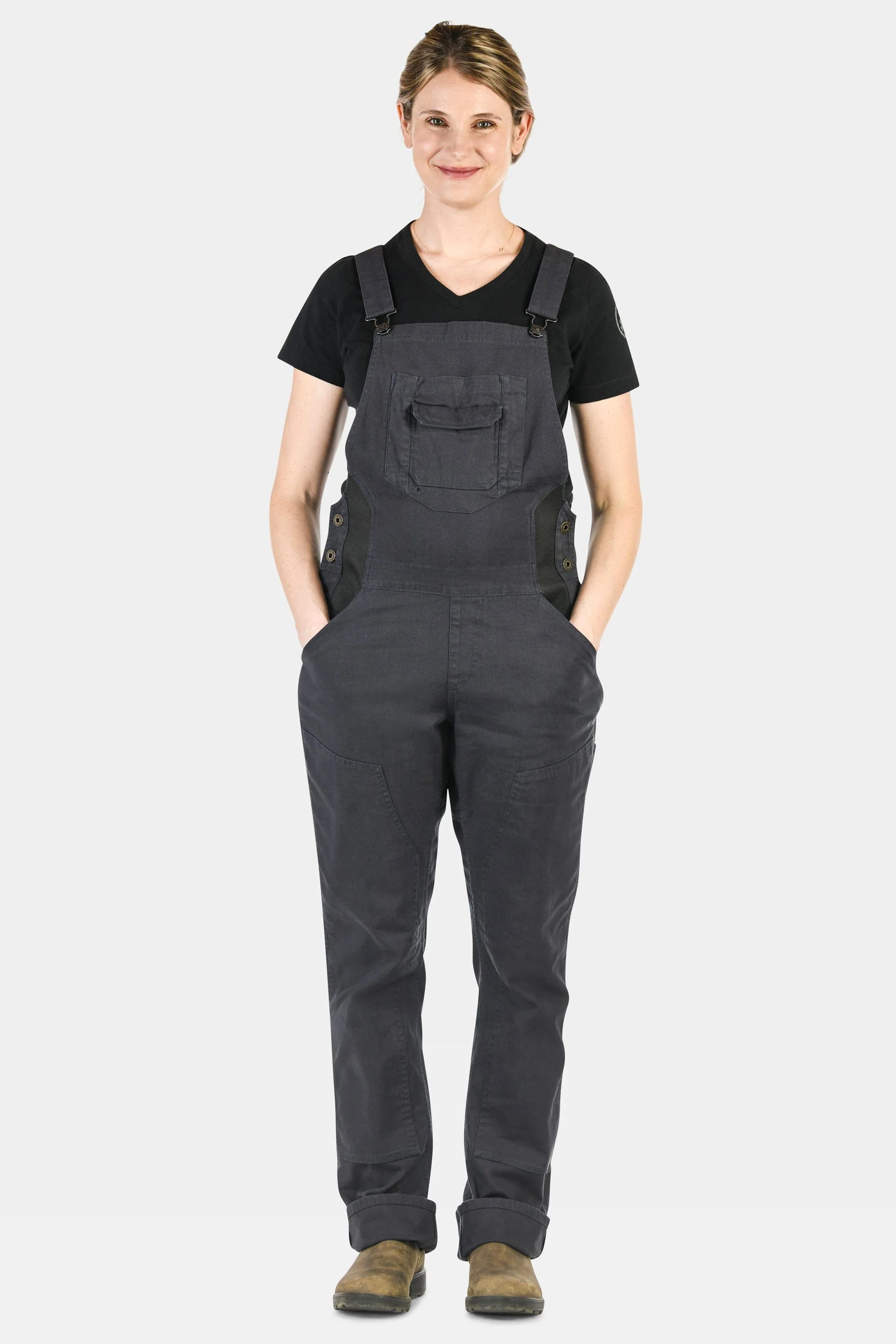 Freshley Maternity Overalls in Navy Stretch Canvas - Image 4