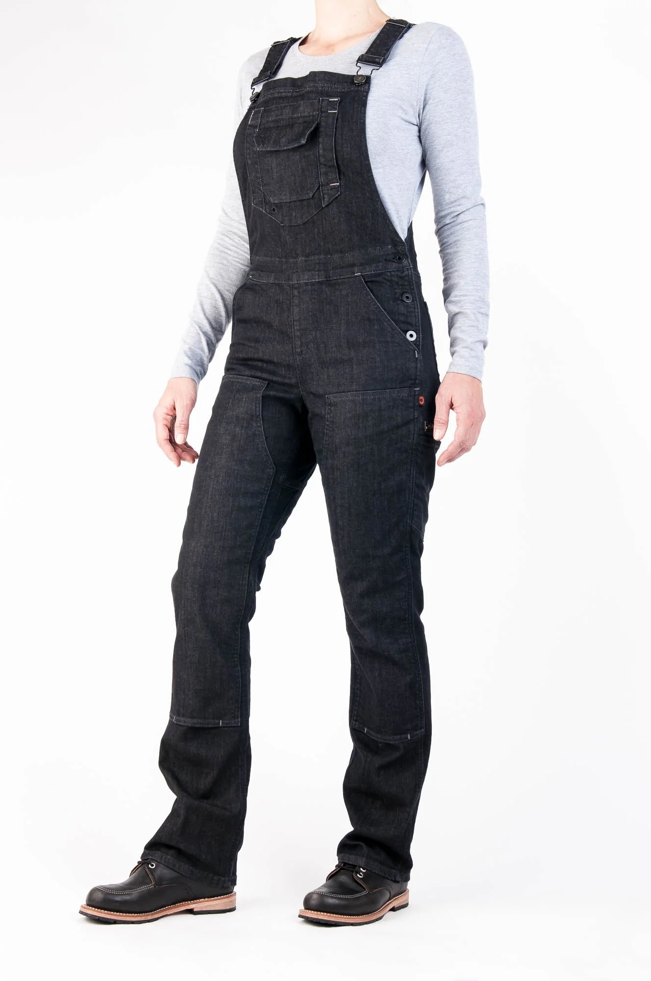 Freshley Overalls in Heathered Black Denim - Image 3
