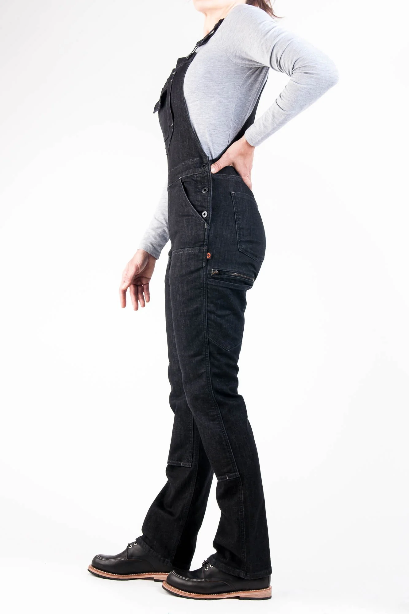 Freshley Overalls in Heathered Black Denim - Image 4