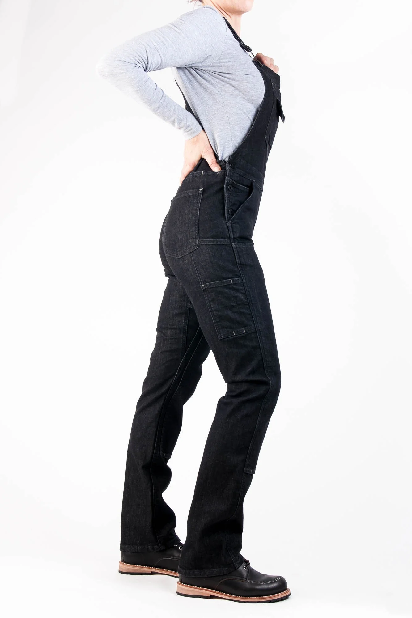 Freshley Overalls in Heathered Black Denim - Image 6