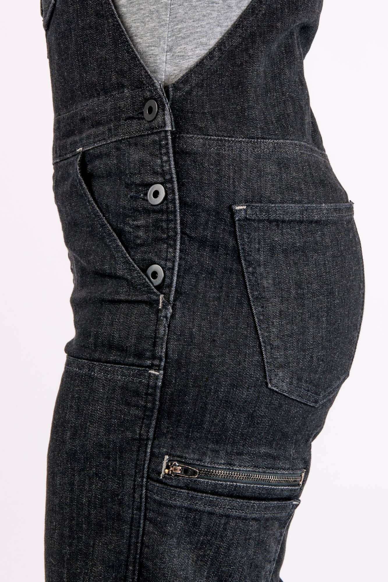 Freshley Overalls in Heathered Black Denim - Image 7