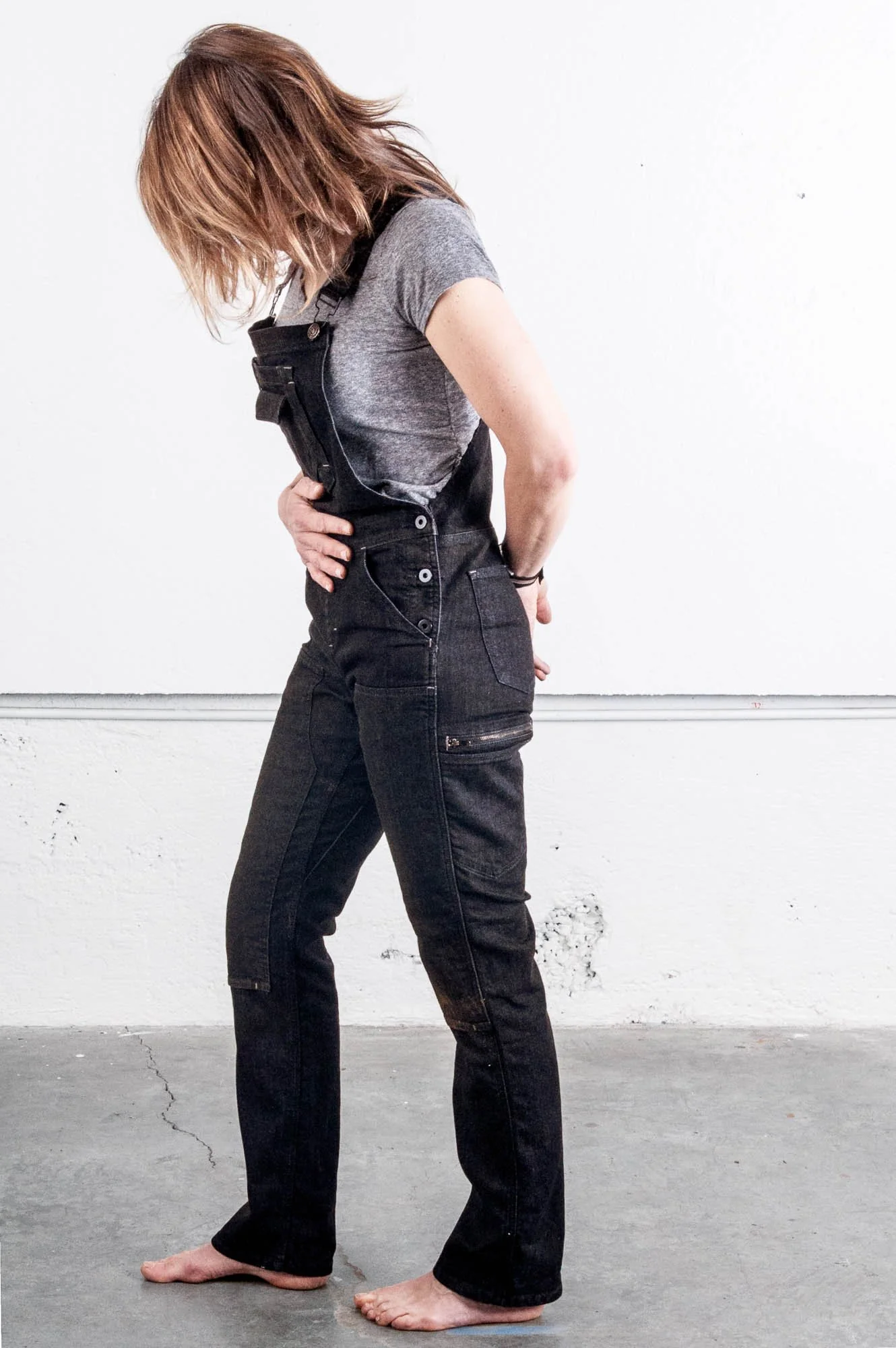 Freshley Overalls in Heathered Black Denim - Image 9