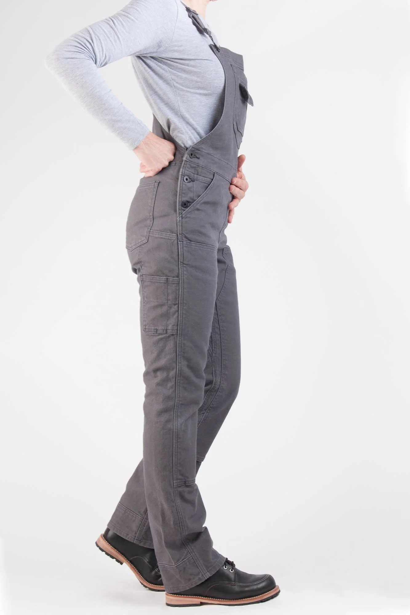 Freshley Overalls in Grey Canvas - Image 5