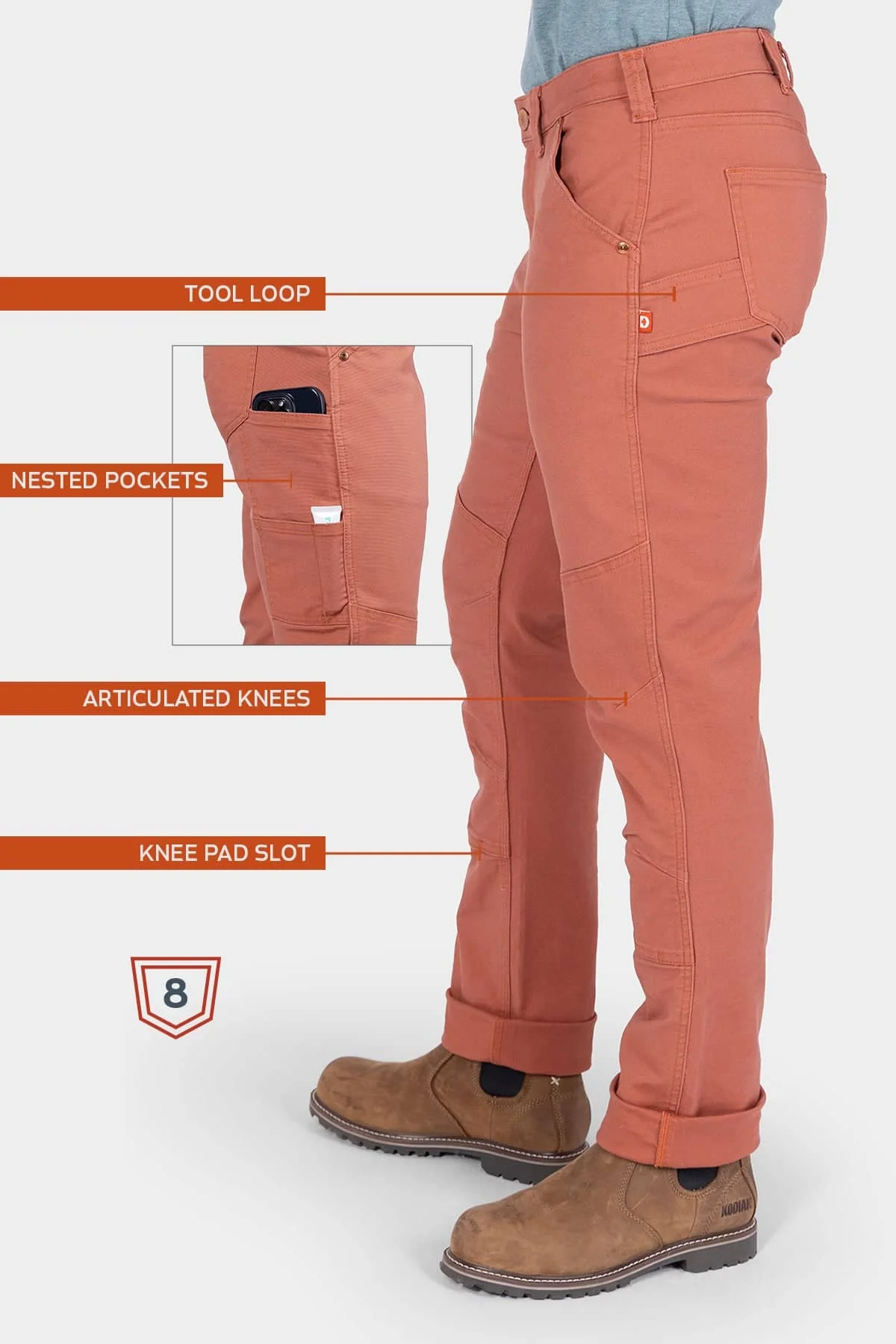 GO TO™ Stretch Canvas Pant in Terracotta - Image 8