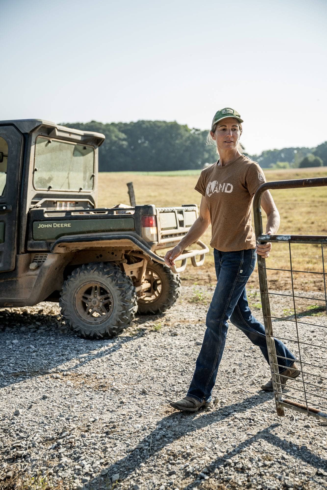 John Deere X Dovetail Workwear Into Town Bootcut Jean in Classic Indigo Blue Denim - Image 3