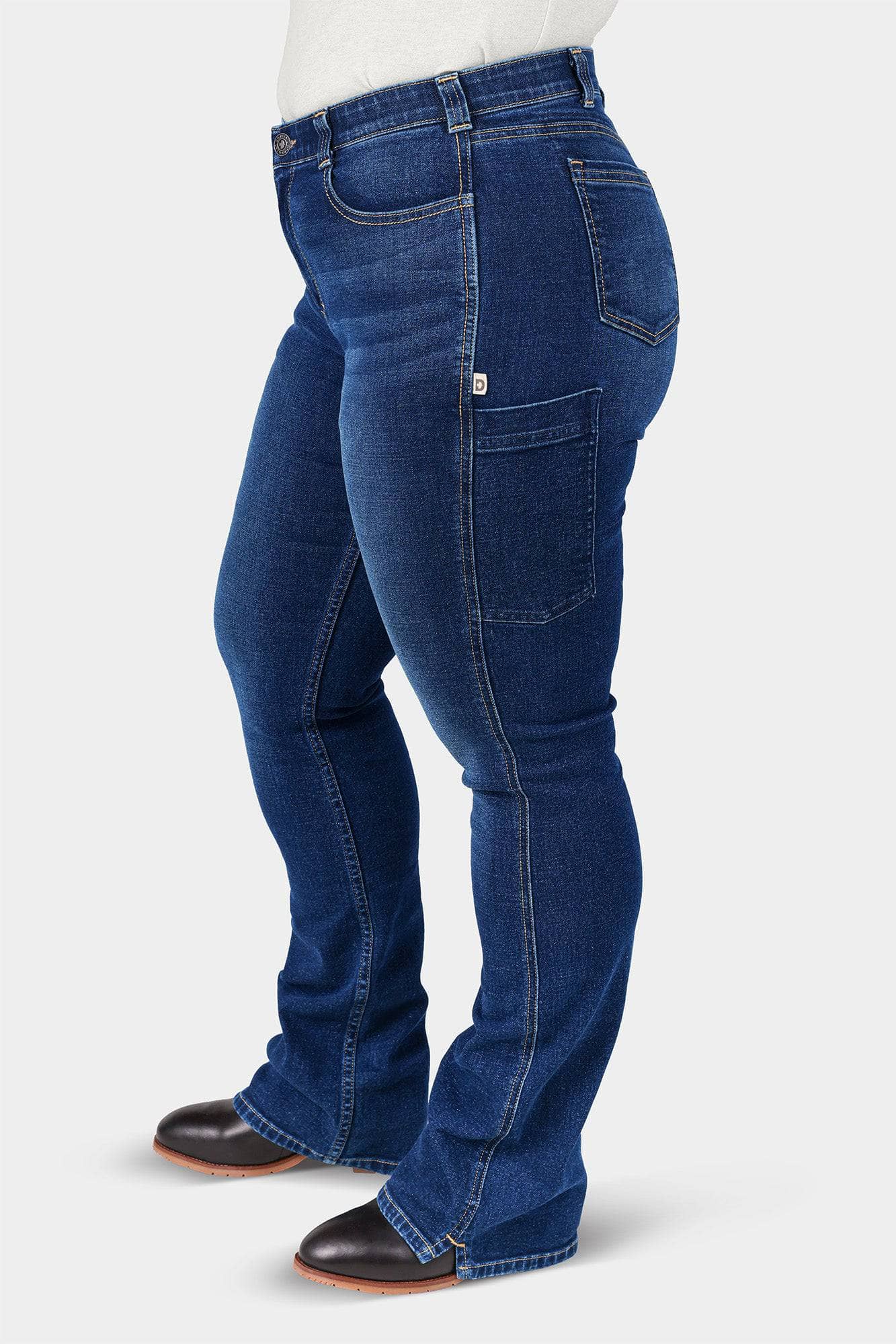 John Deere X Dovetail Workwear Into Town Bootcut Jean in Classic Indigo Blue Denim - Image 5