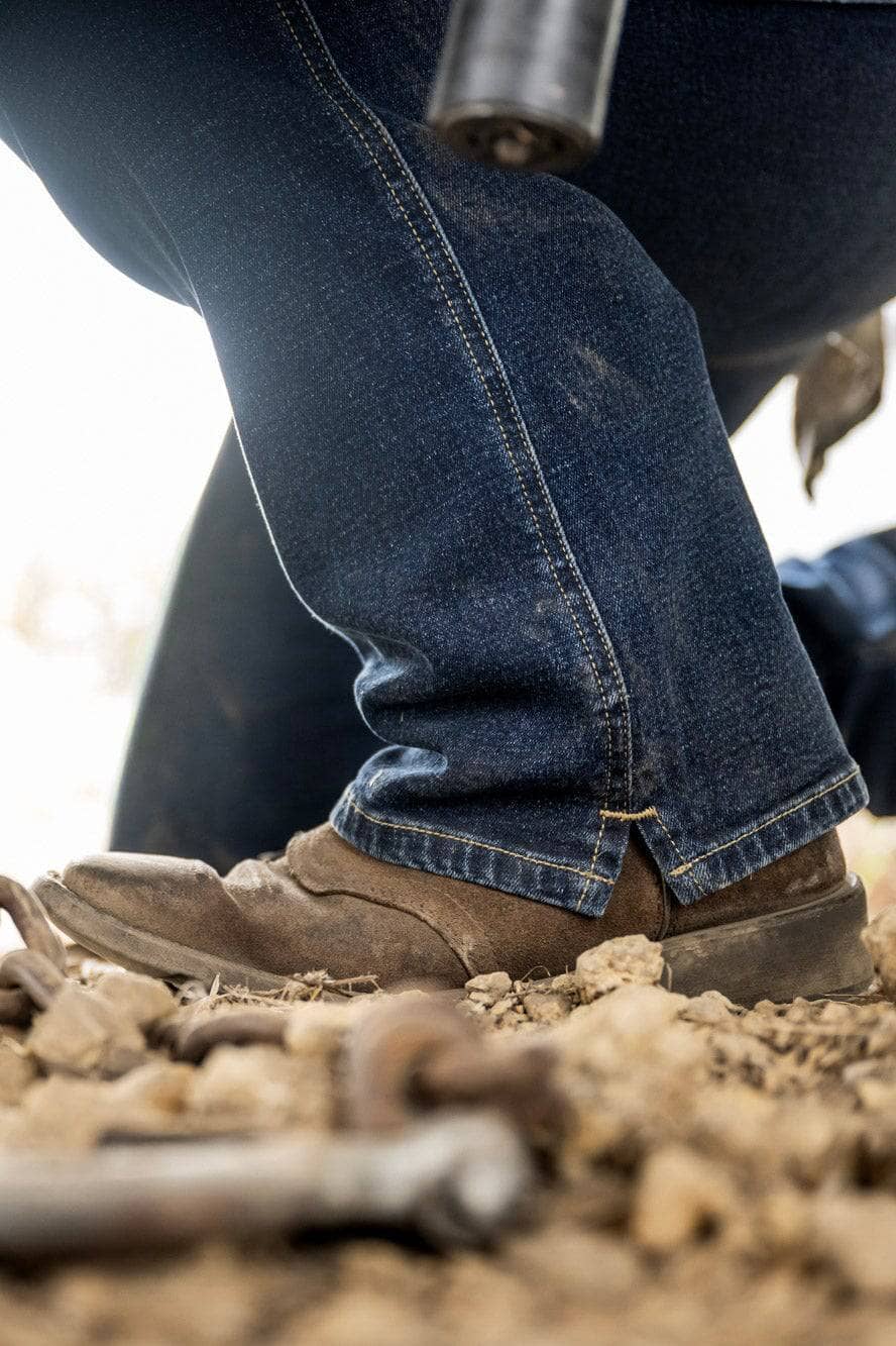John Deere X Dovetail Workwear Into Town Bootcut Jean in Classic Indigo Blue Denim - Image 8