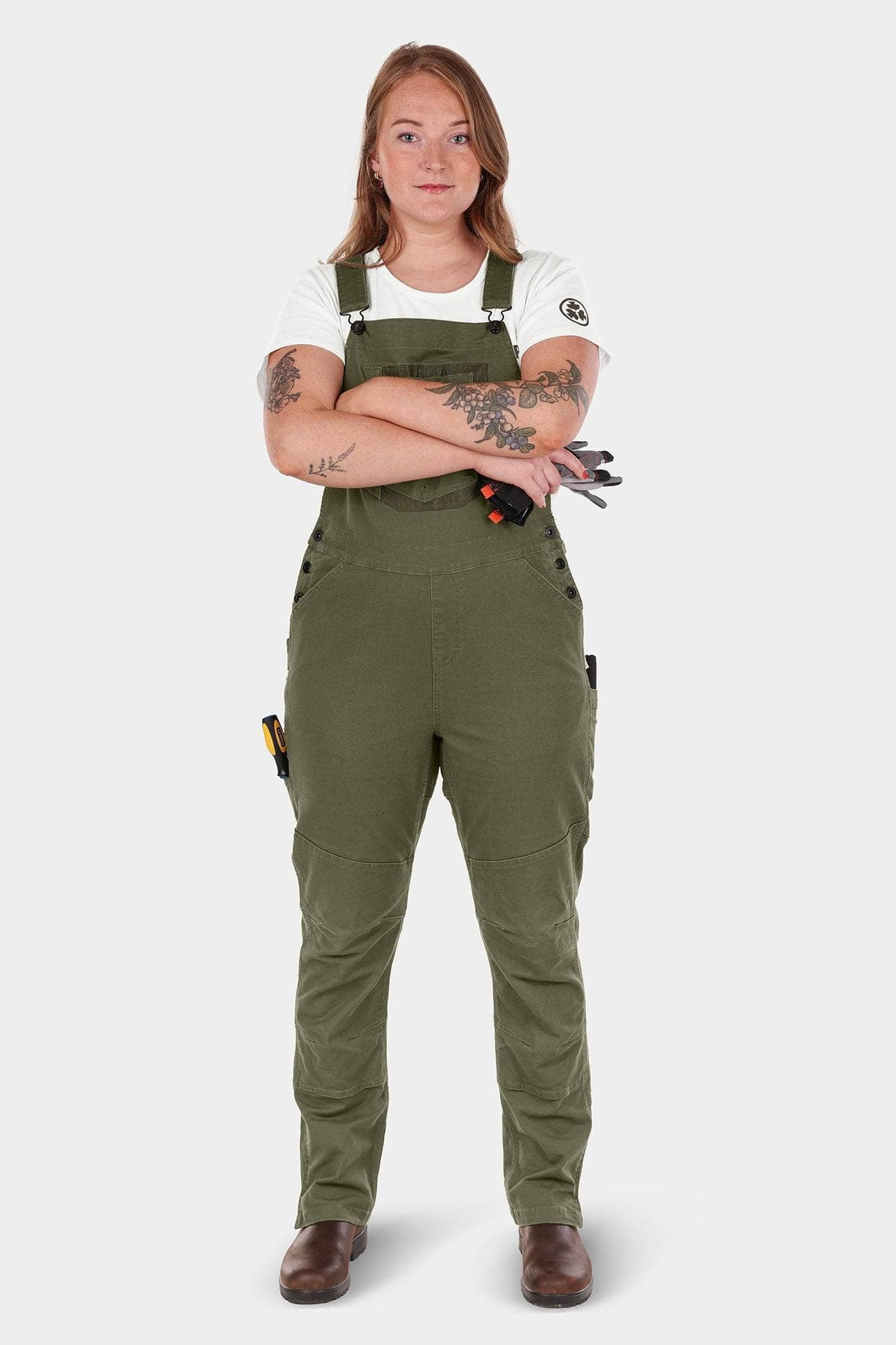 John Deere X Dovetail Workwear Don't Lose It Overalls in Rich Olive Green - Image 9