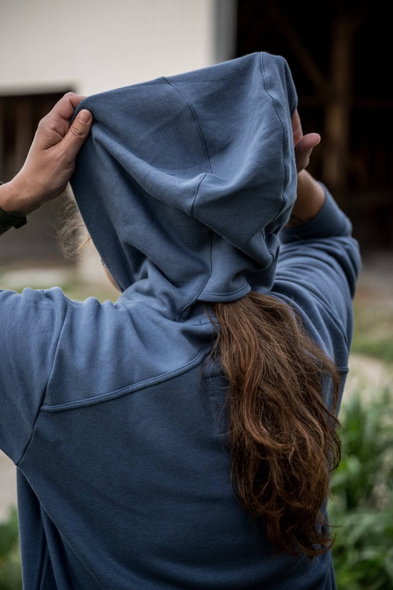 John Deere X Dovetail Workwear Early Bird Hoodie in Steele Blue - Image 4
