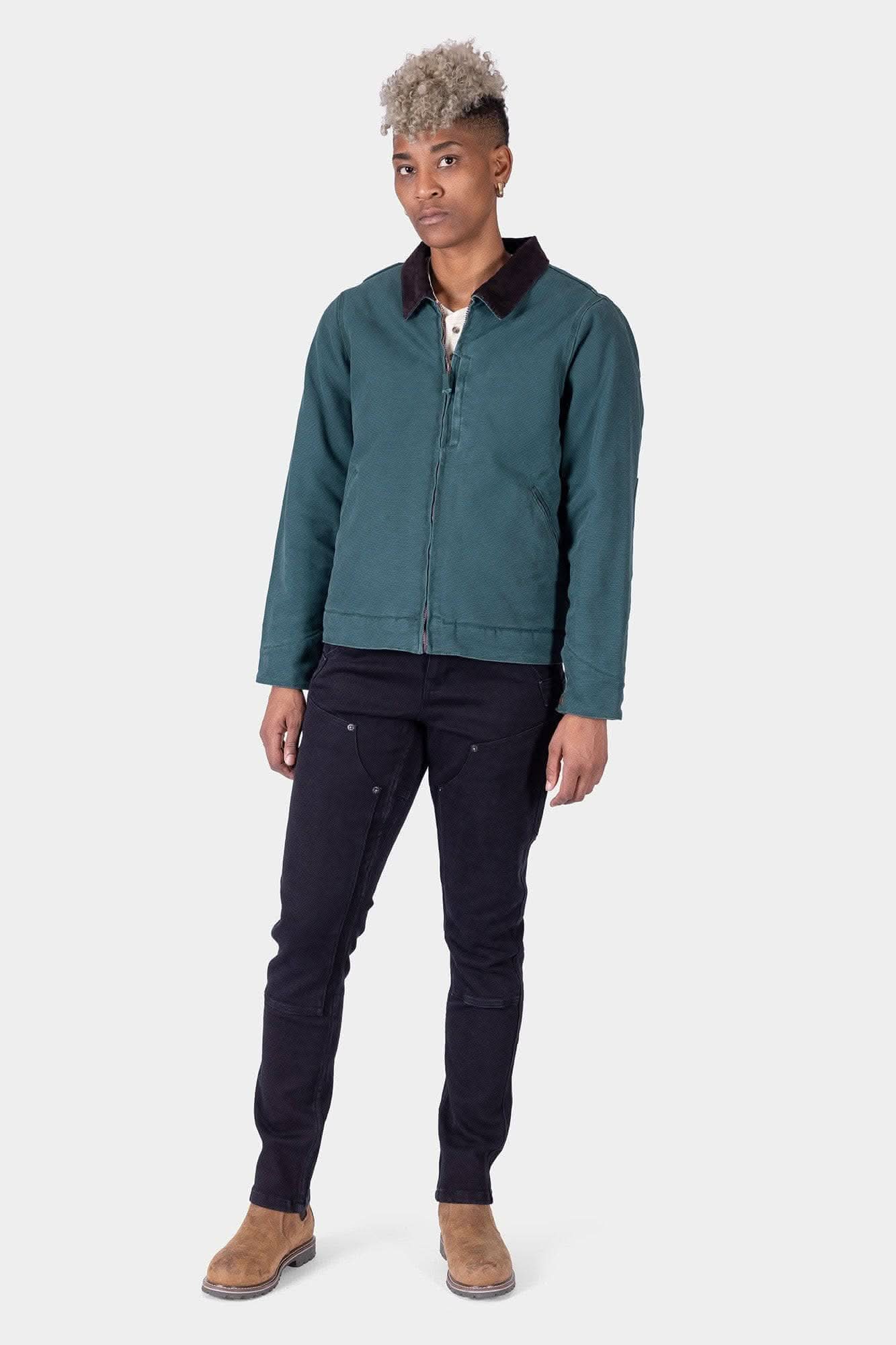 Old School Trucker Canvas Work Jacket in Lodge Green - Image 5