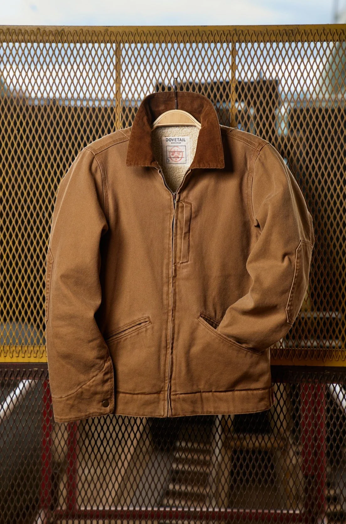 Old School Trucker Canvas Work Jacket in Vintage Brown - Image 3