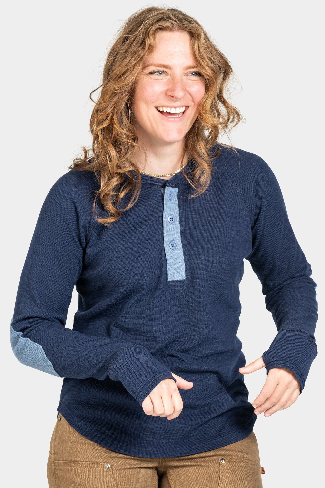 Rugged Thermal Henley in Navy / Dovetail Blue - Image 3