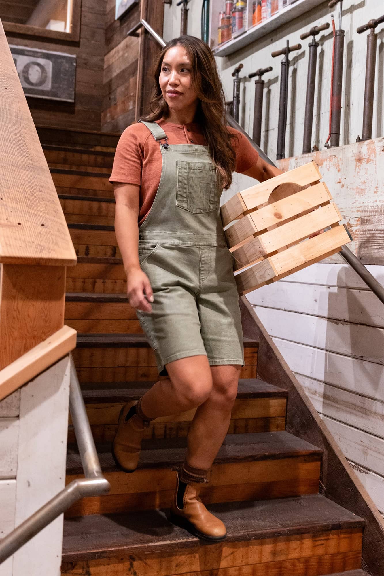 Utility Short Overalls in Light Kelp Green - Image 3