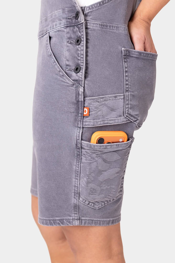 Utility Short Overalls in Driftwood Grey - Image 7