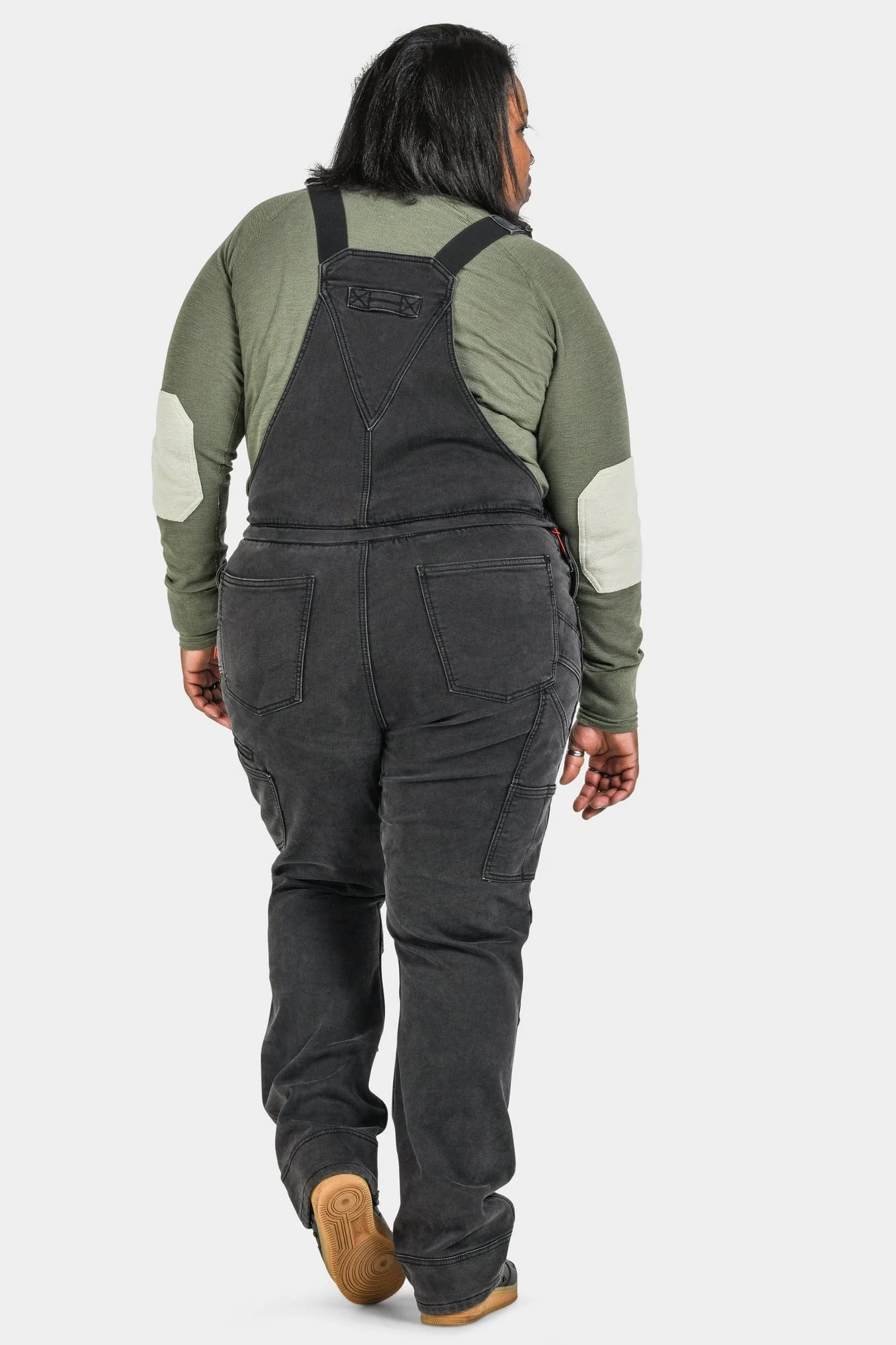 Freshley Drop Seat Overalls in Black Stretch Thermal Denim - Image 3