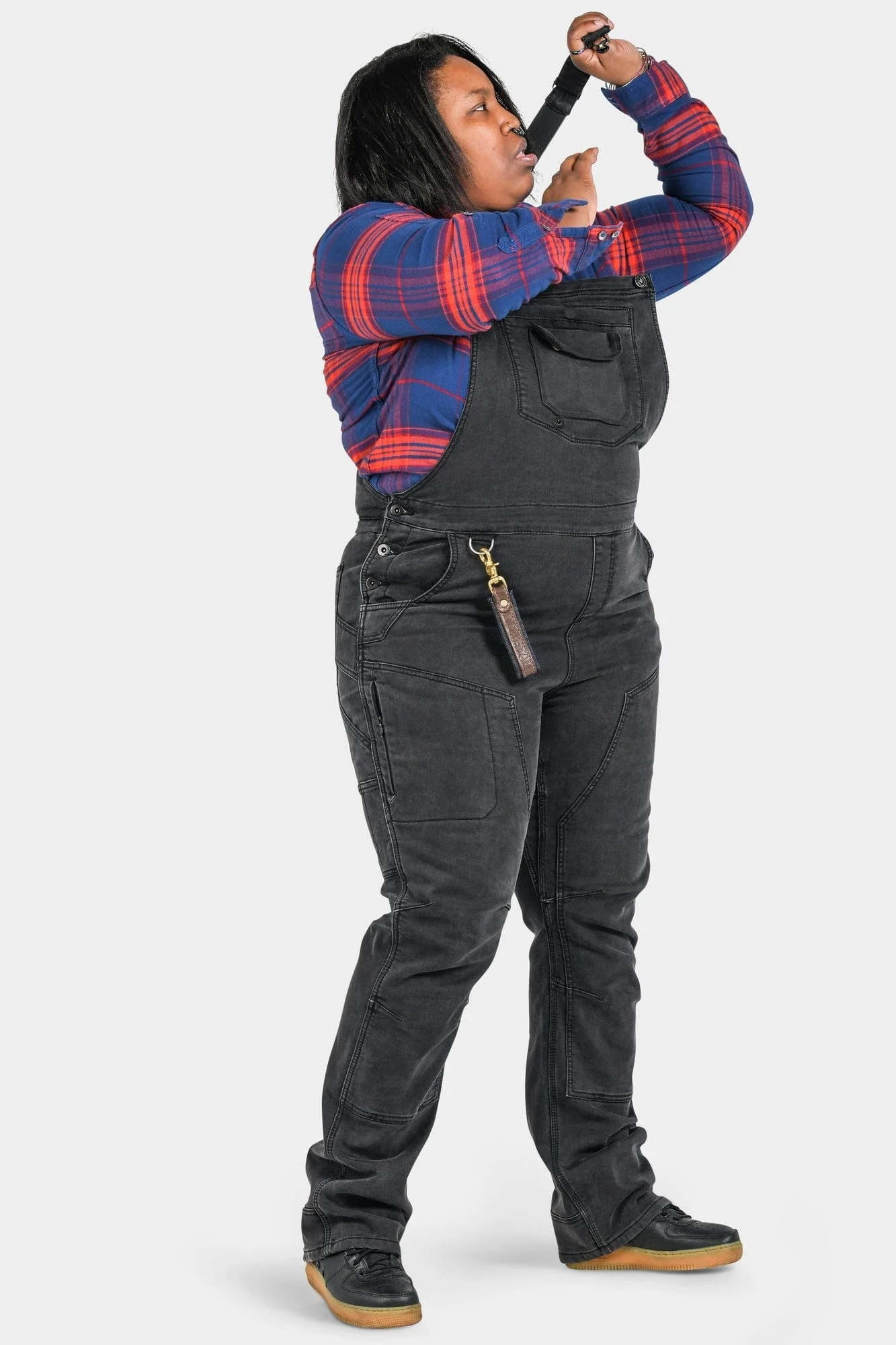 Freshley Drop Seat Overalls in Black Stretch Thermal Denim - Image 5
