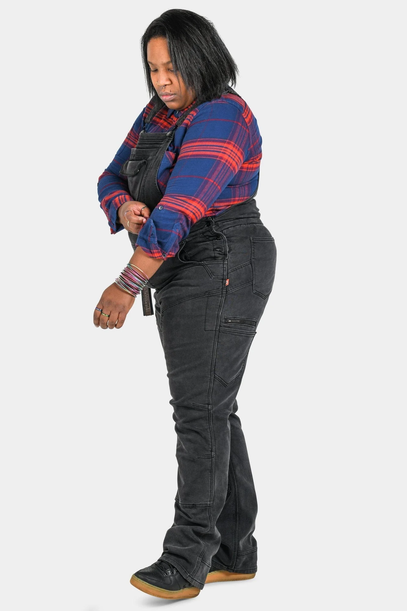 Freshley Drop Seat Overalls in Black Stretch Thermal Denim - Image 6