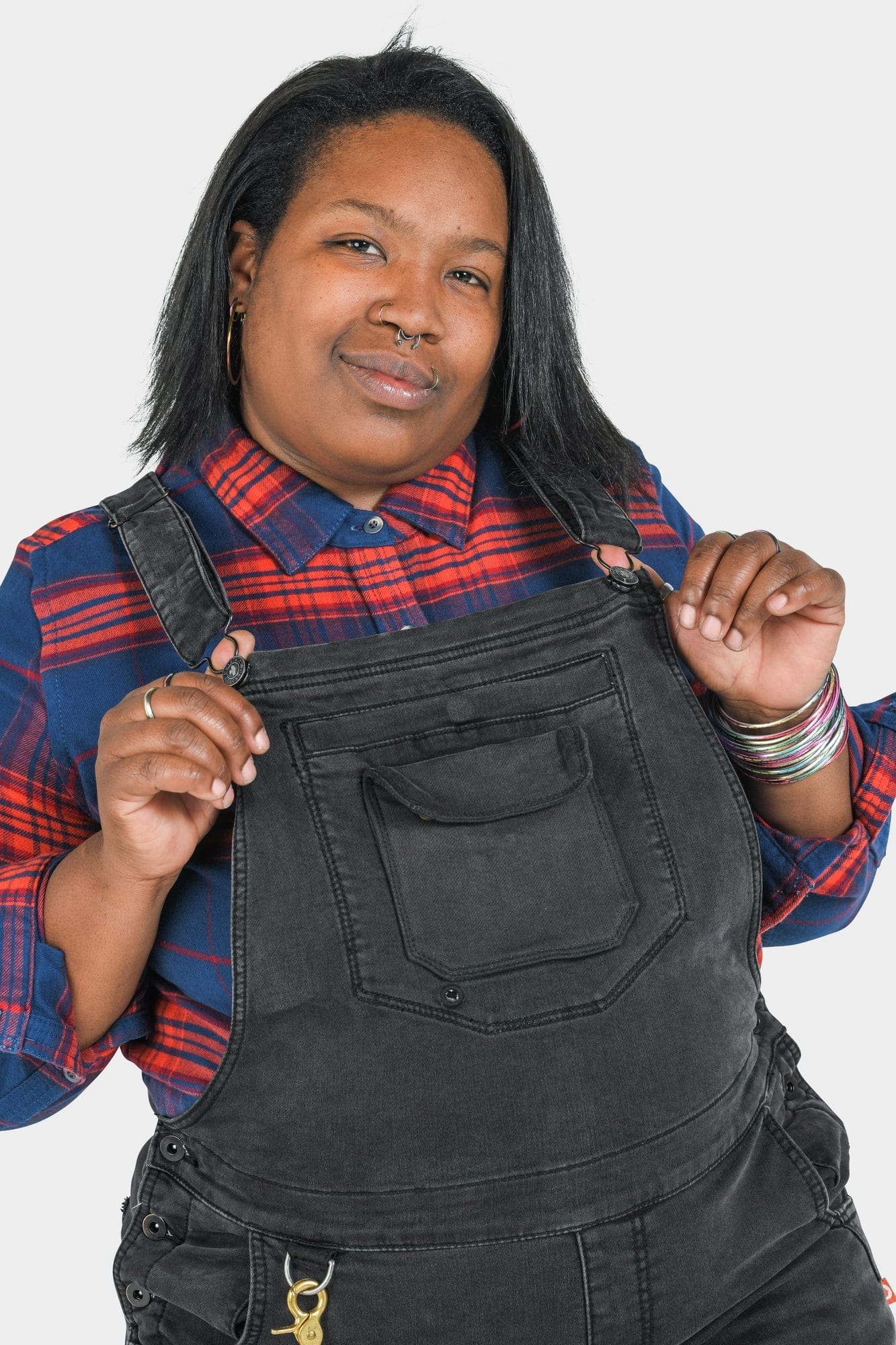 Freshley Drop Seat Overalls in Black Stretch Thermal Denim - Image 8