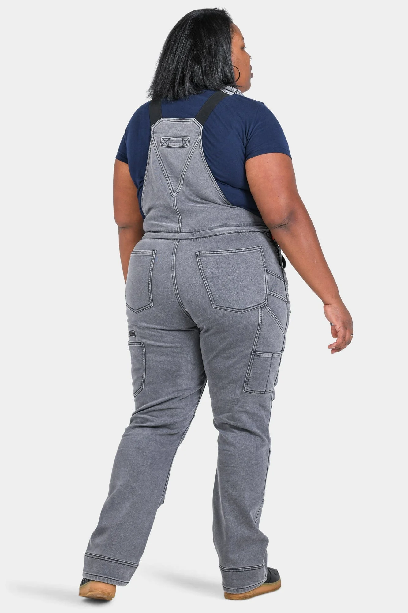 Freshley Drop Seat Overalls in Grey Stretch Thermal Denim - Image 5