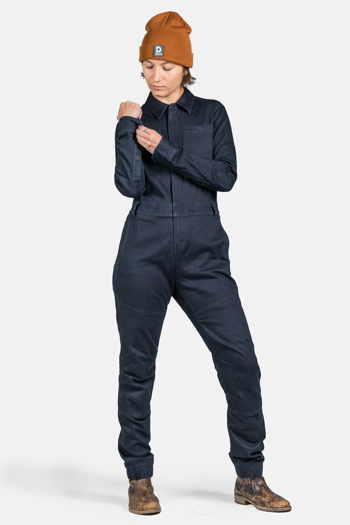 Hadley Long Sleeve Coveralls in Sulfur Navy - Image 4