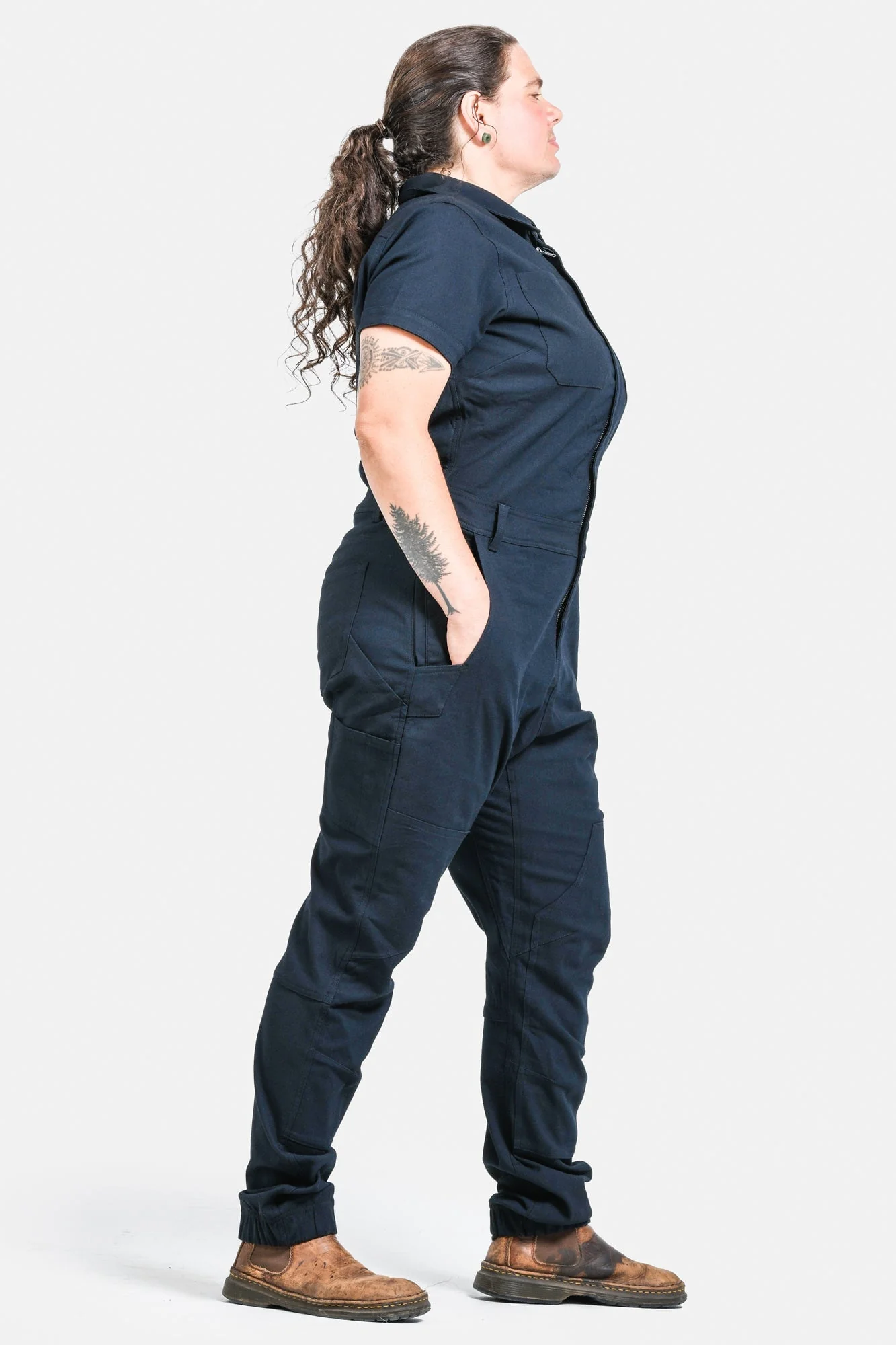 Hadley Short Sleeve Coveralls in Sulfur Navy - Image 3