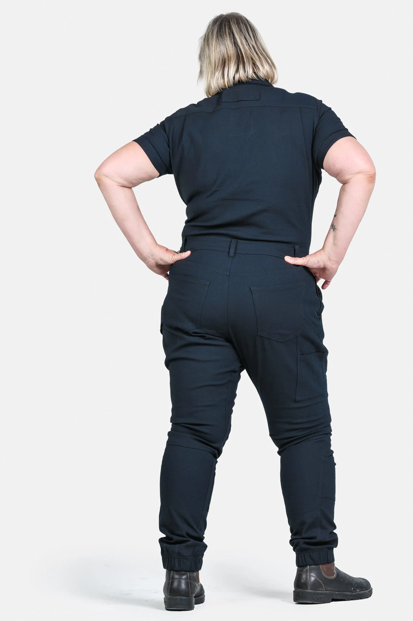 Hadley Short Sleeve Coveralls in Sulfur Navy - Image 7