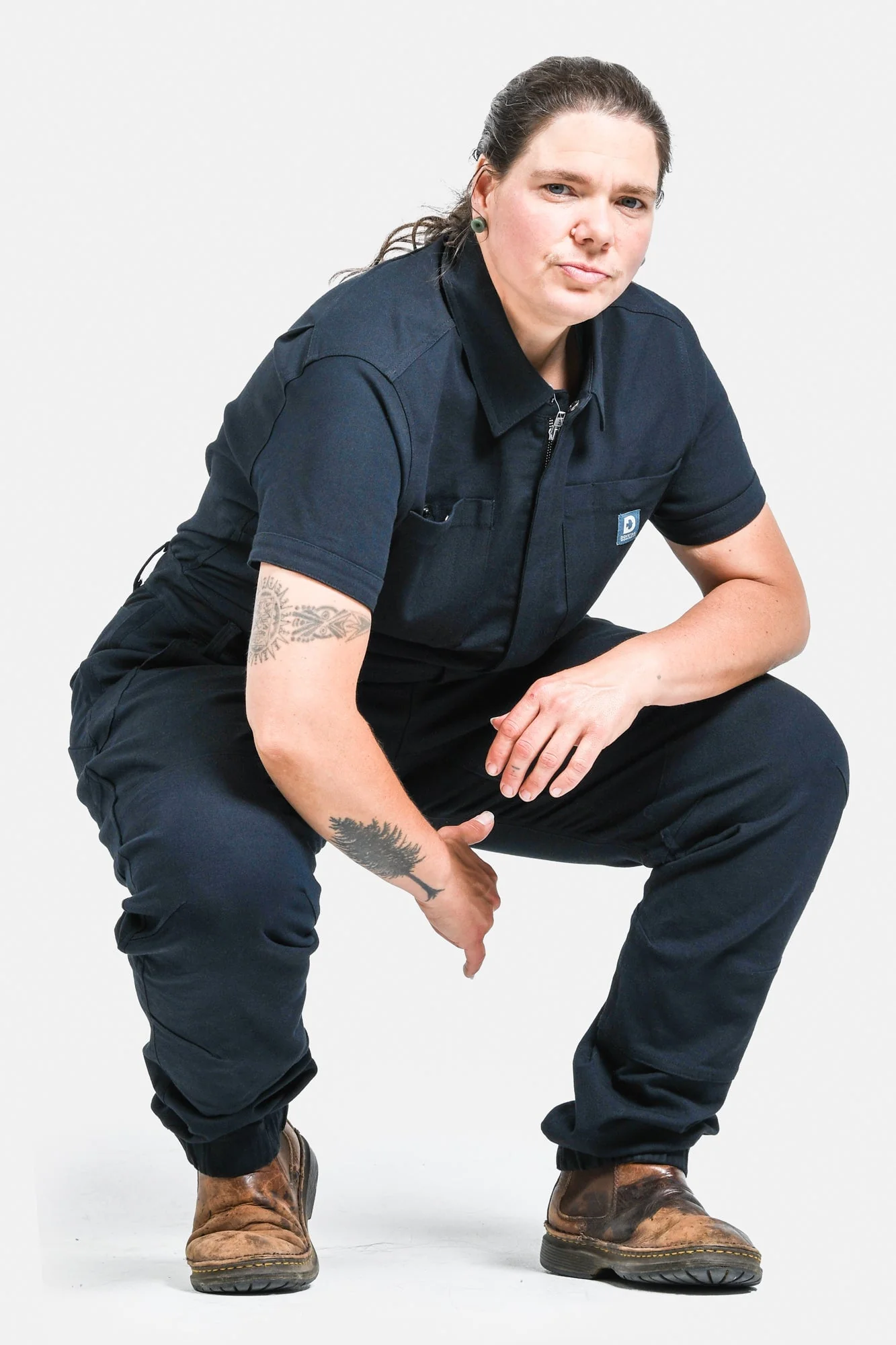 Hadley Short Sleeve Coveralls in Sulfur Navy - Image 8