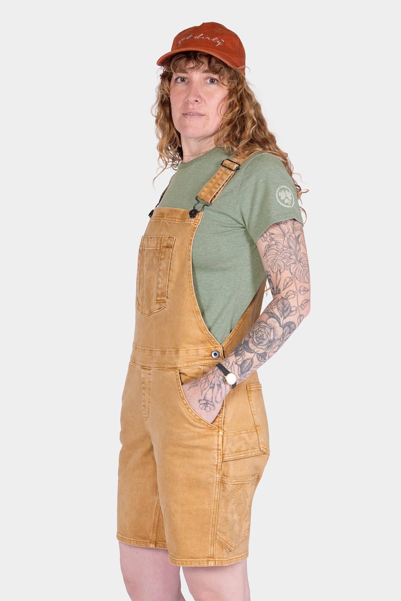 Utility Short Overalls in Tan Sandstone - Image 4