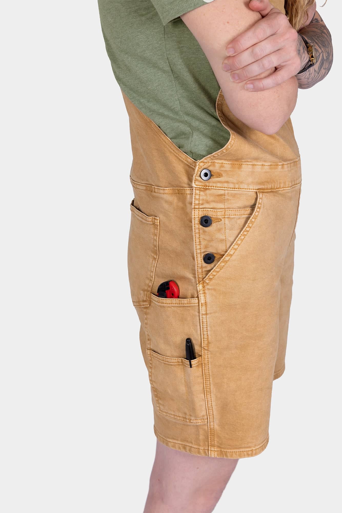 Utility Short Overalls in Tan Sandstone - Image 5