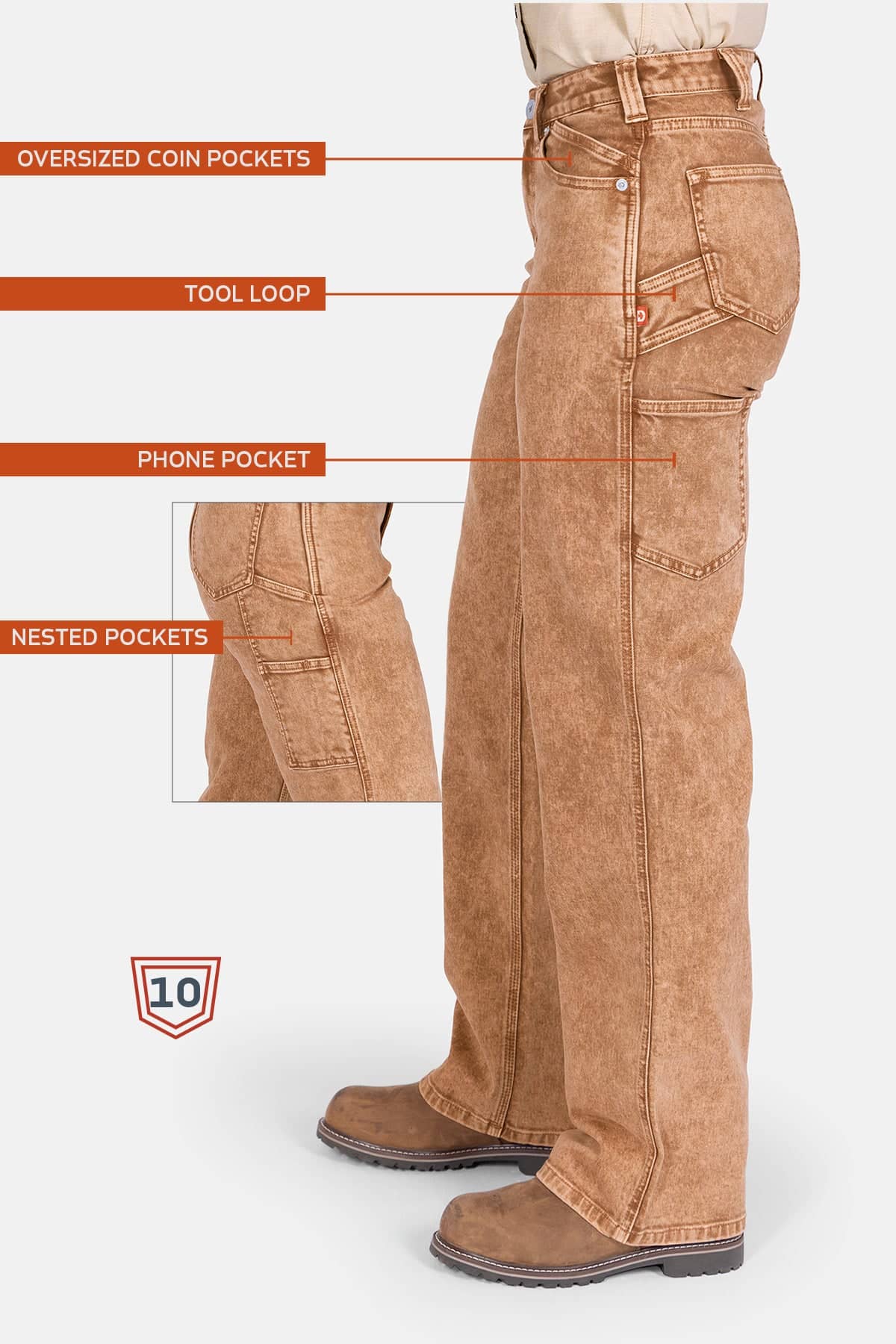 Old School Wide Leg Mineral Wash Jean in Sunbaked Copper - Image 8
