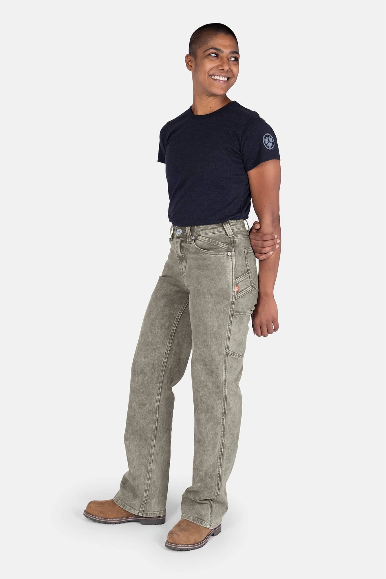 Old School Wide Leg Mineral Wash Jean in Sunbaked Eucalyptus - Image 4